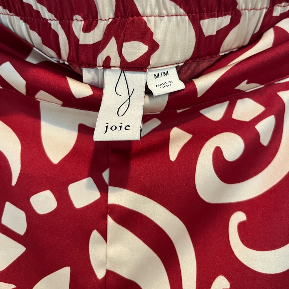 Joie Wide Leg High Rise Red & White pants Size Medium - Picture 3 of 5